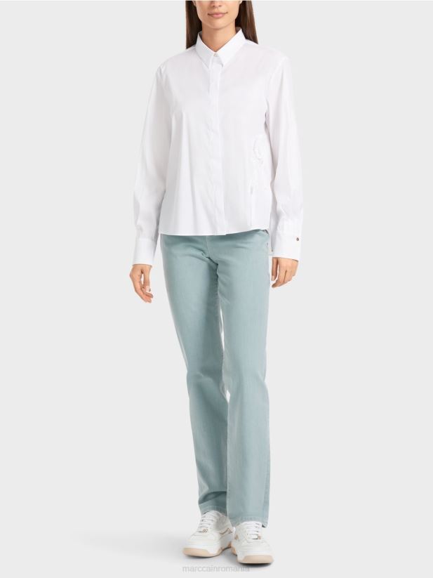 bluza camasa larga cu aplicatie Marc Cain alb îmbrăcăminte 4826HH877