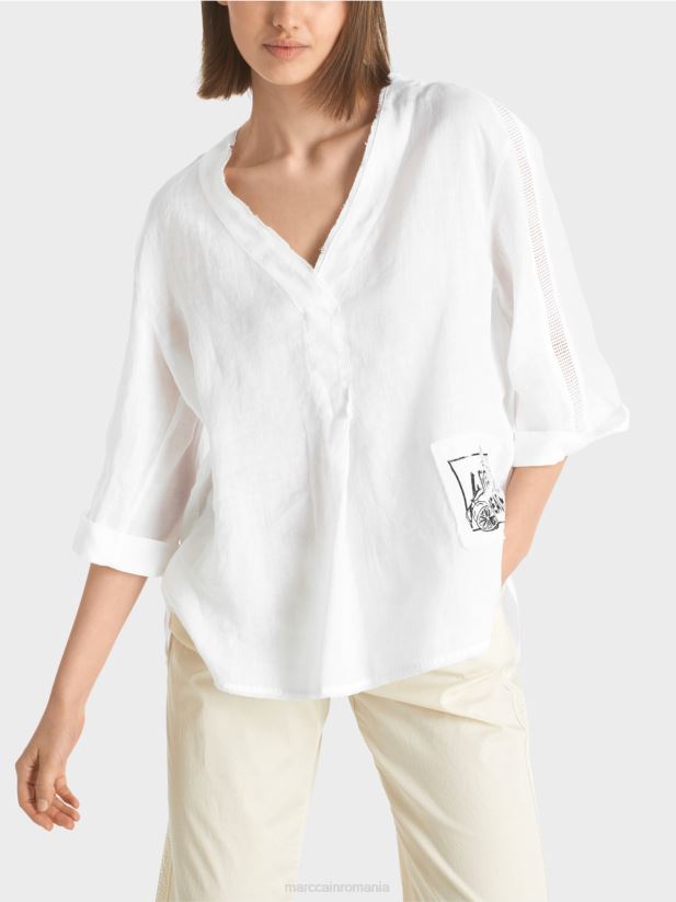 bluza cu aplicatie \"apres beach\". Marc Cain alb îmbrăcăminte 4826HH939