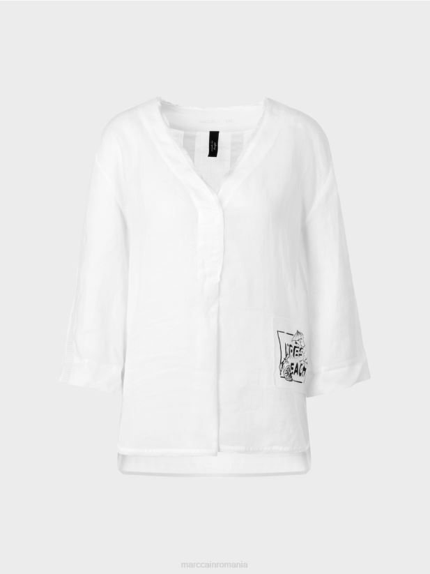 bluza cu aplicatie \"apres beach\". Marc Cain alb îmbrăcăminte 4826HH939