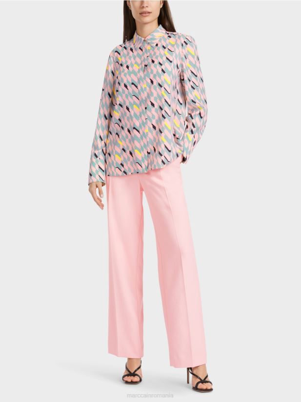 bluza cu design grafic Marc Cain albastru închis la cer îmbrăcăminte 4826HH888