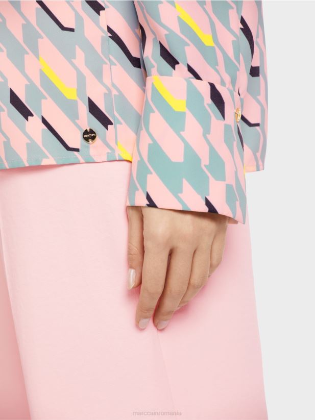 bluza cu design grafic Marc Cain albastru închis la cer îmbrăcăminte 4826HH888