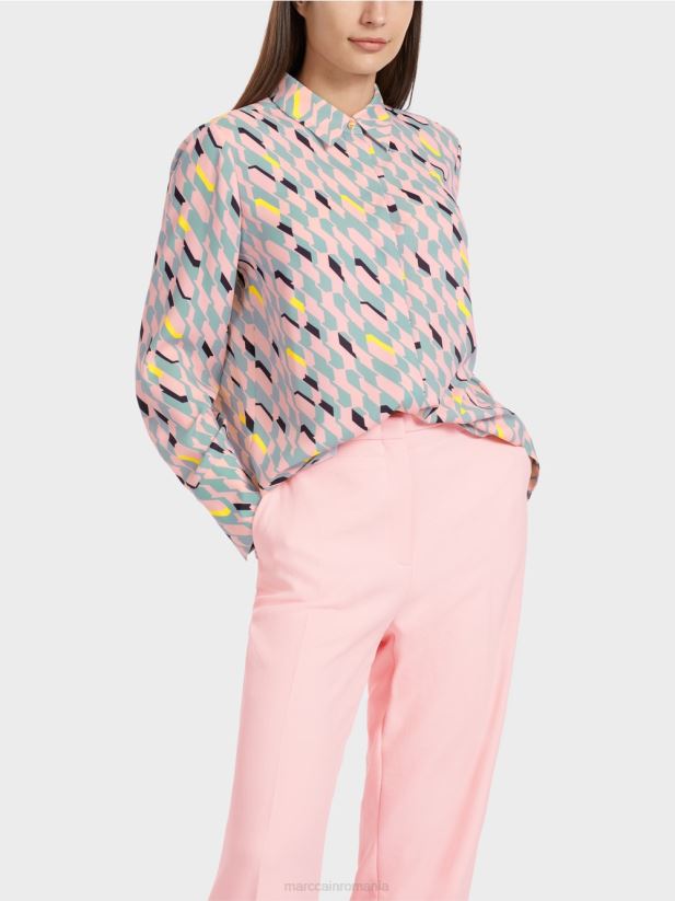 bluza cu design grafic Marc Cain albastru închis la cer îmbrăcăminte 4826HH888