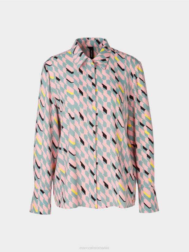 bluza cu design grafic Marc Cain albastru închis la cer îmbrăcăminte 4826HH888