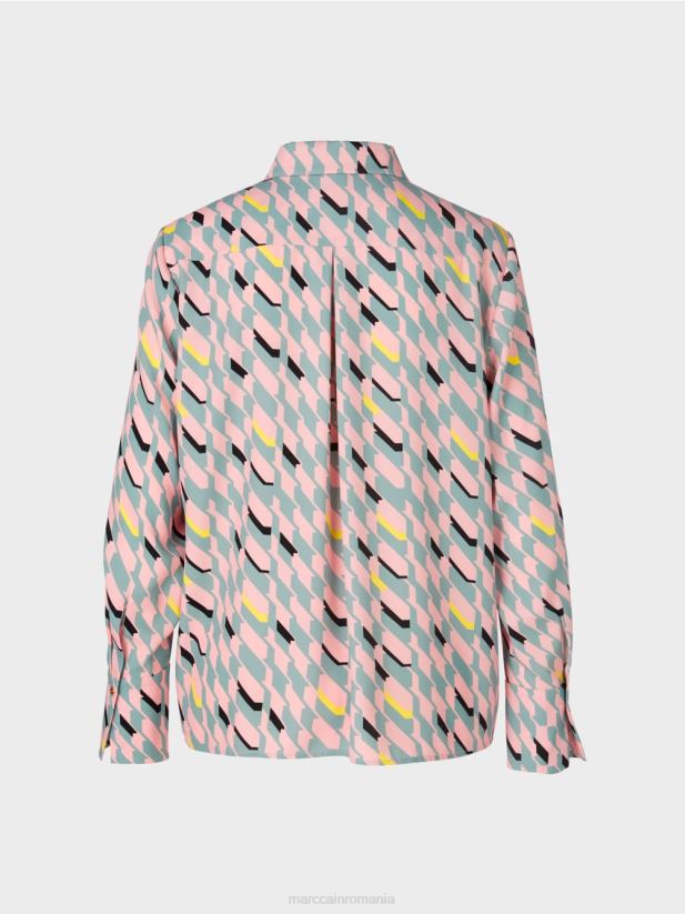 bluza cu design grafic Marc Cain albastru închis la cer îmbrăcăminte 4826HH888