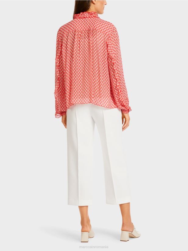 bluza cu detalii cu volane Marc Cain mandarină îmbrăcăminte 4826HH971