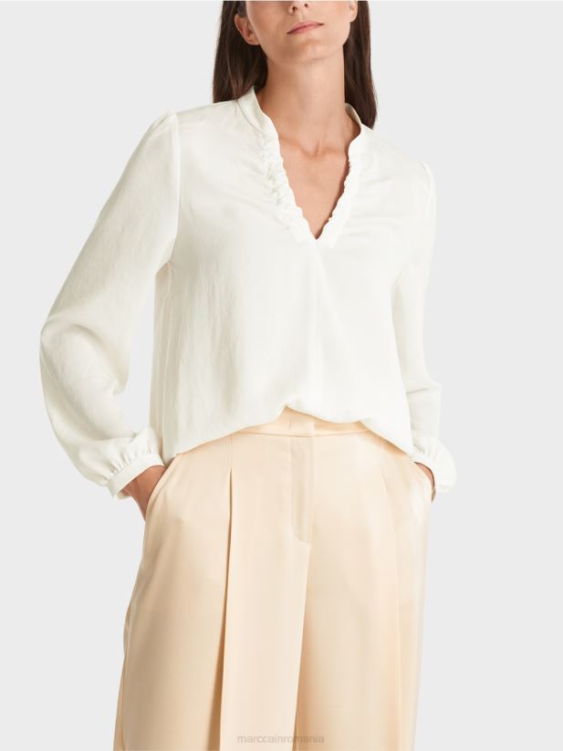 bluza cu detalii feminine Marc Cain aproape alb îmbrăcăminte 4826HH862