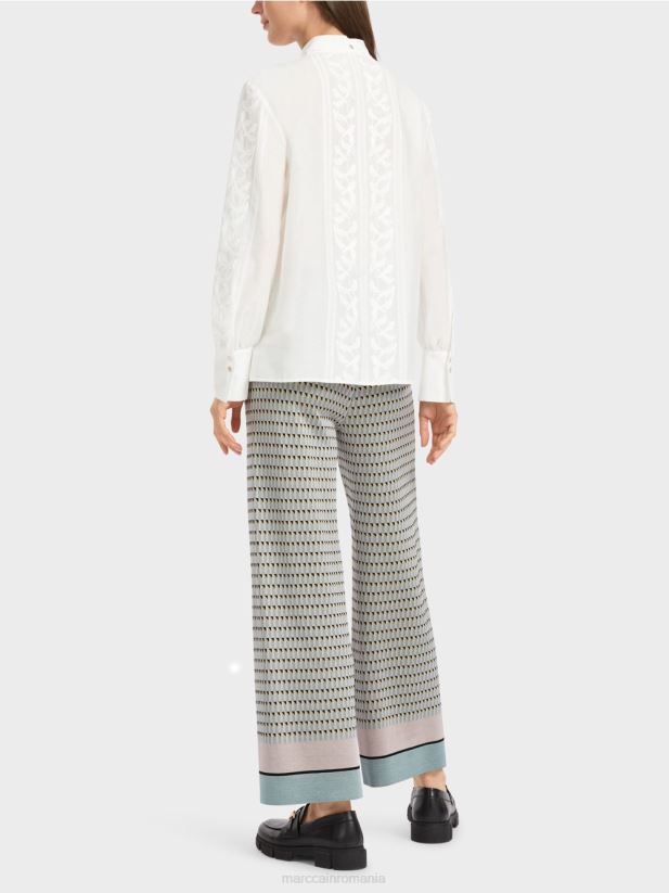 bluza eleganta cu broderie Marc Cain aproape alb îmbrăcăminte 4826HH878