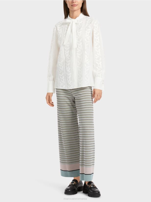 bluza eleganta cu broderie Marc Cain aproape alb îmbrăcăminte 4826HH878