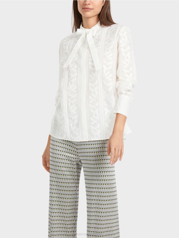 bluza eleganta cu broderie Marc Cain aproape alb îmbrăcăminte 4826HH878