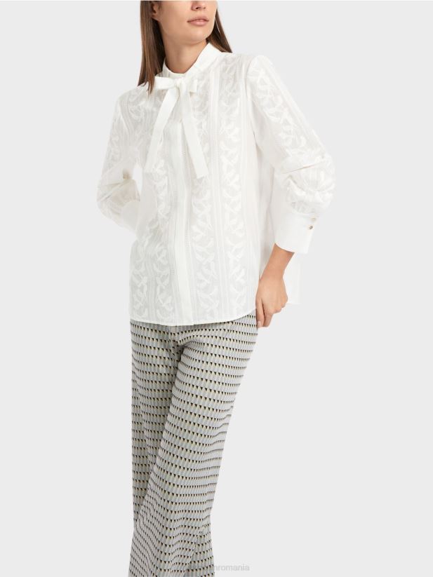 bluza eleganta cu broderie Marc Cain aproape alb îmbrăcăminte 4826HH878