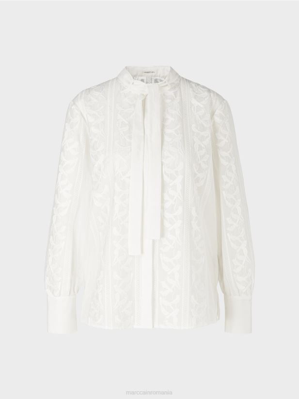 bluza eleganta cu broderie Marc Cain aproape alb îmbrăcăminte 4826HH878