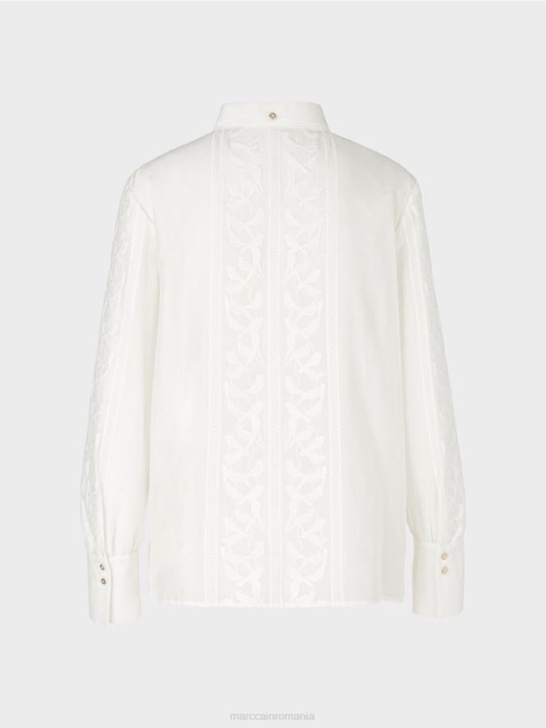 bluza eleganta cu broderie Marc Cain aproape alb îmbrăcăminte 4826HH878