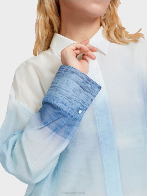 bluza eleganta cu continut de matase Marc Cain azur îmbrăcăminte 4826HH923