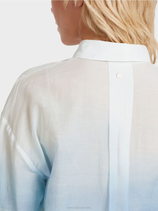 bluza eleganta cu continut de matase Marc Cain azur îmbrăcăminte 4826HH923