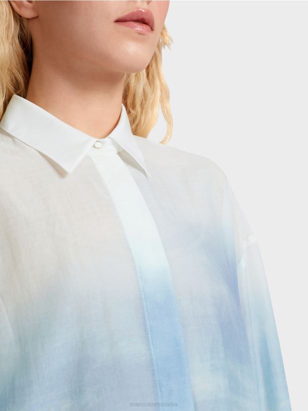 bluza eleganta cu continut de matase Marc Cain azur îmbrăcăminte 4826HH923