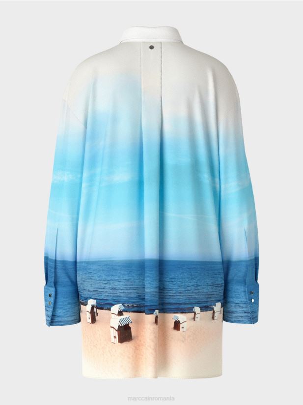 bluza eleganta cu continut de matase Marc Cain azur îmbrăcăminte 4826HH923