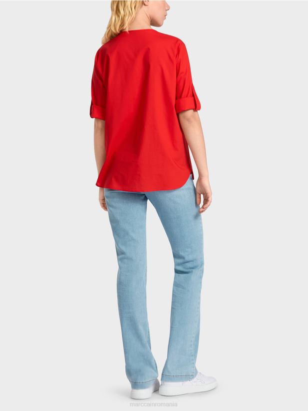 bluza \"rethink together\" cu file Marc Cain Rosu ca focul îmbrăcăminte 4826HH930