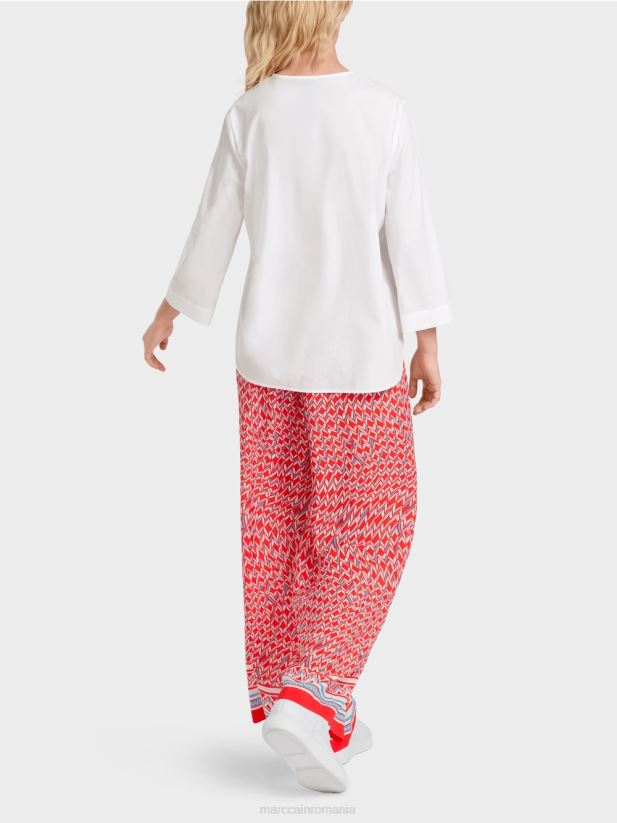 bluza \"rethink together\" cu file Marc Cain alb îmbrăcăminte 4826HH931