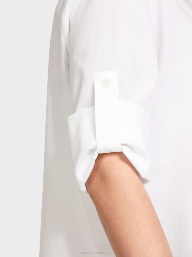 bluza \"rethink together\" cu file Marc Cain alb îmbrăcăminte 4826HH931