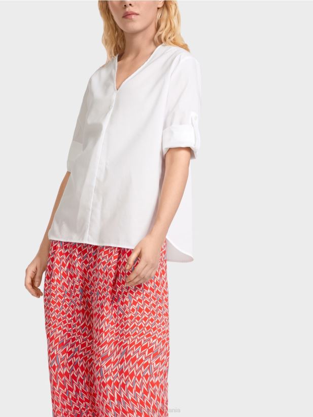 bluza \"rethink together\" cu file Marc Cain alb îmbrăcăminte 4826HH931