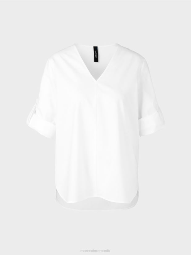 bluza \"rethink together\" cu file Marc Cain alb îmbrăcăminte 4826HH931