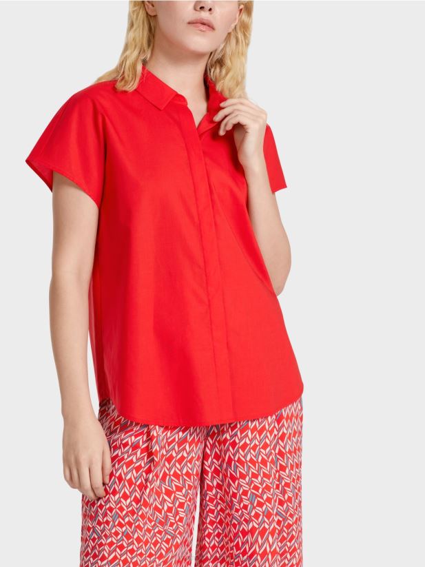 bluza \"rethink together\" cu guler Marc Cain Rosu ca focul îmbrăcăminte 4826HH928