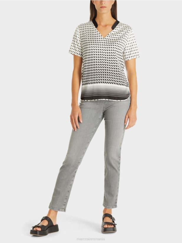 cămașă bluză cu mix de modele Marc Cain roz pur nou îmbrăcăminte 4826HH994