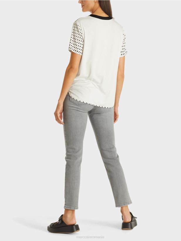 cămașă bluză cu mix de modele Marc Cain roz pur nou îmbrăcăminte 4826HH994