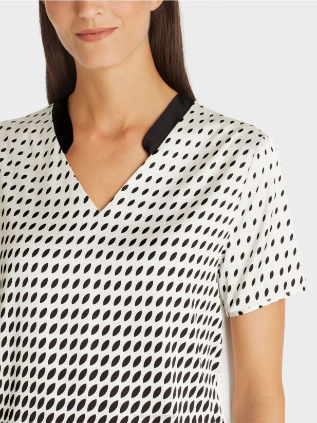 cămașă bluză cu mix de modele Marc Cain roz pur nou îmbrăcăminte 4826HH994