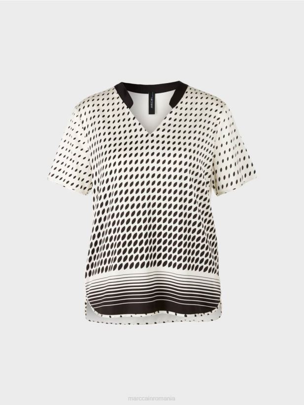 cămașă bluză cu mix de modele Marc Cain roz pur nou îmbrăcăminte 4826HH994