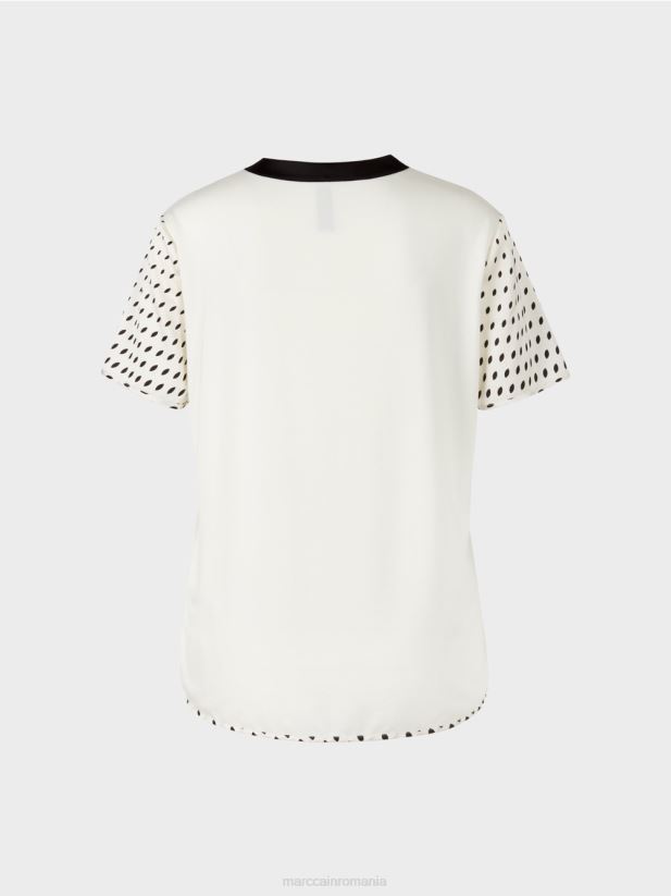 cămașă bluză cu mix de modele Marc Cain roz pur nou îmbrăcăminte 4826HH994