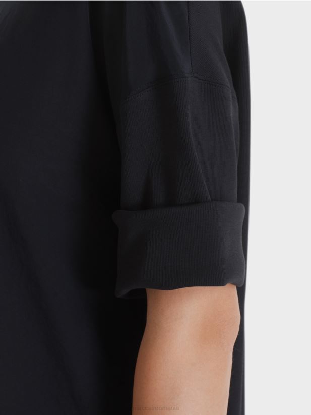 cămașă bluză din amestec de materiale Marc Cain albastru miezul nopții îmbrăcăminte 4826HH1032