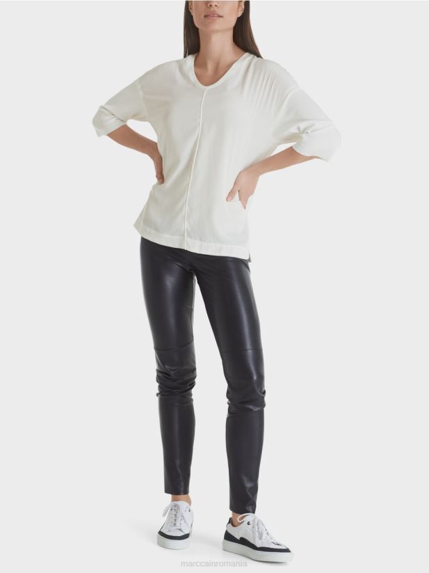 cămașă bluză din amestec de materiale Marc Cain aproape alb îmbrăcăminte 4826HH1030