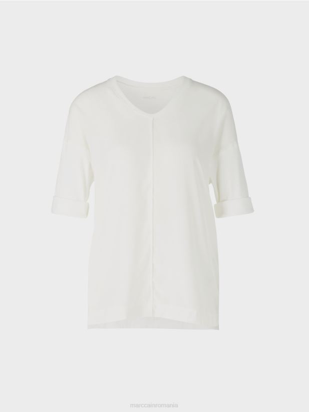 cămașă bluză din amestec de materiale Marc Cain aproape alb îmbrăcăminte 4826HH1030