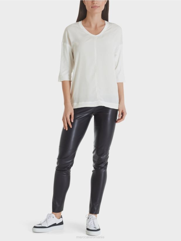 cămașă bluză din amestec de materiale Marc Cain aproape alb îmbrăcăminte 4826HH1030