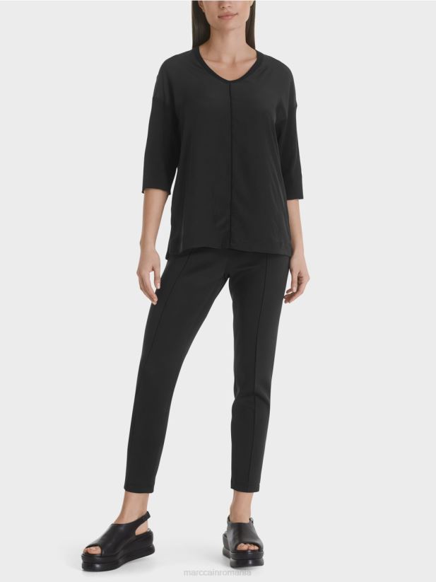 cămașă bluză din amestec de materiale Marc Cain negru îmbrăcăminte 4826HH1031