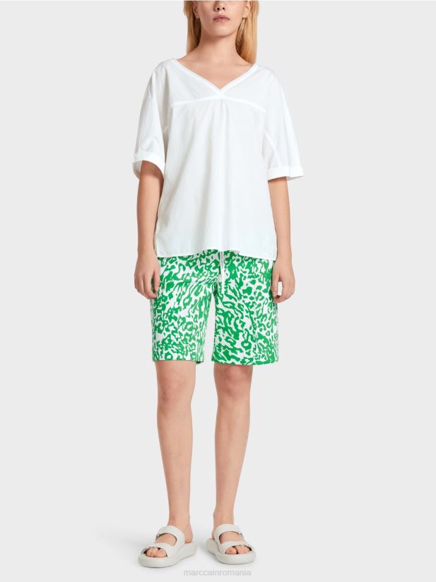 decolteu în V „regândiți împreună bluză Marc Cain alb îmbrăcăminte 4826HH922