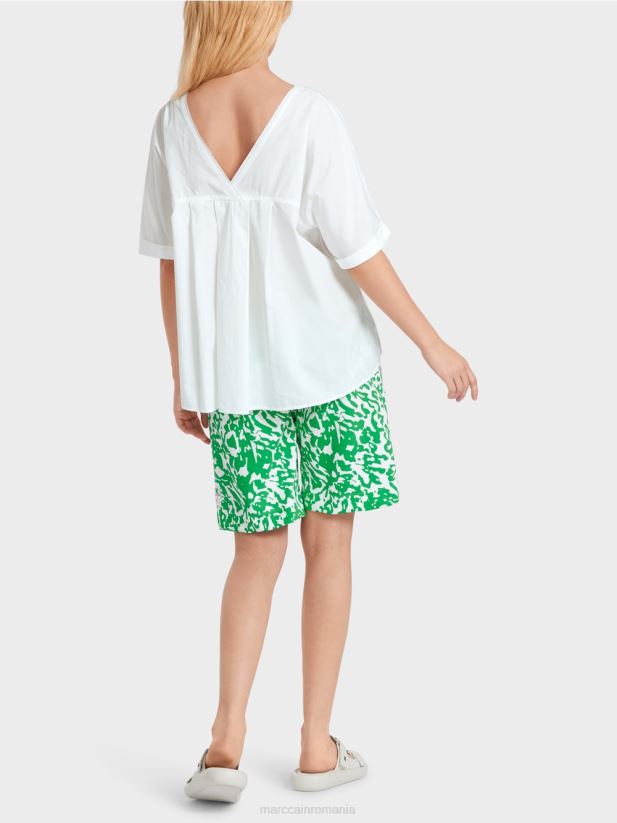 decolteu în V „regândiți împreună bluză Marc Cain alb îmbrăcăminte 4826HH922