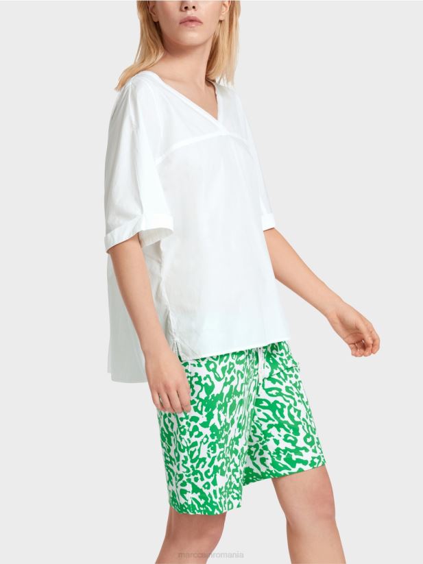 decolteu în V „regândiți împreună bluză Marc Cain alb îmbrăcăminte 4826HH922