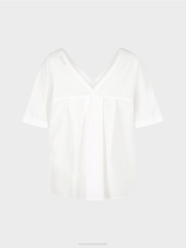 decolteu în V „regândiți împreună bluză Marc Cain alb îmbrăcăminte 4826HH922