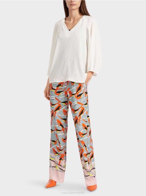 decolteu în V „regândiți împreună bluză Marc Cain aproape alb îmbrăcăminte 4826HH891