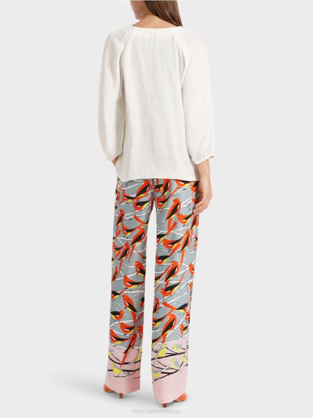 decolteu în V „regândiți împreună bluză Marc Cain aproape alb îmbrăcăminte 4826HH891