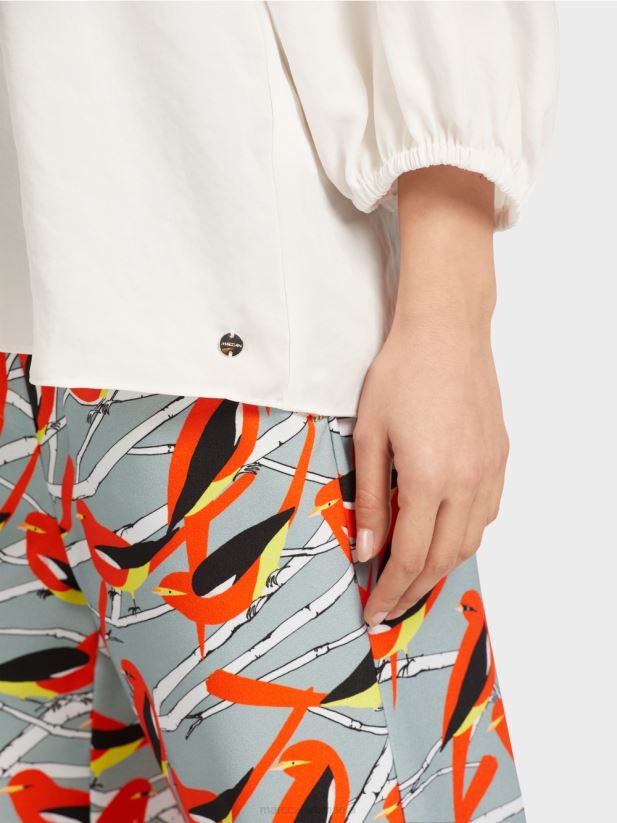 decolteu în V „regândiți împreună bluză Marc Cain aproape alb îmbrăcăminte 4826HH891