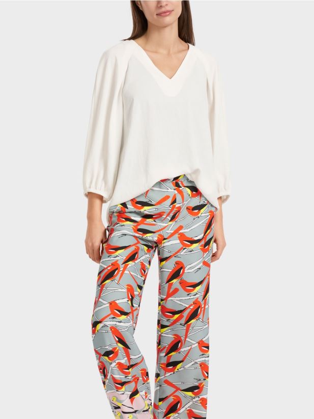 decolteu în V „regândiți împreună bluză Marc Cain aproape alb îmbrăcăminte 4826HH891