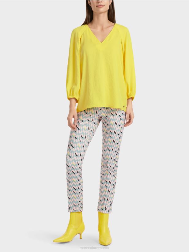 decolteu în V „regândiți împreună bluză Marc Cain lămâie moale îmbrăcăminte 4826HH880