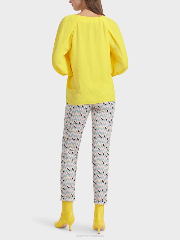 decolteu în V „regândiți împreună bluză Marc Cain lămâie moale îmbrăcăminte 4826HH880