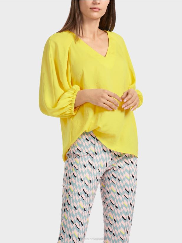 decolteu în V „regândiți împreună bluză Marc Cain lămâie moale îmbrăcăminte 4826HH880