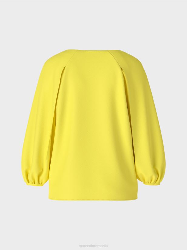 decolteu în V „regândiți împreună bluză Marc Cain lămâie moale îmbrăcăminte 4826HH880
