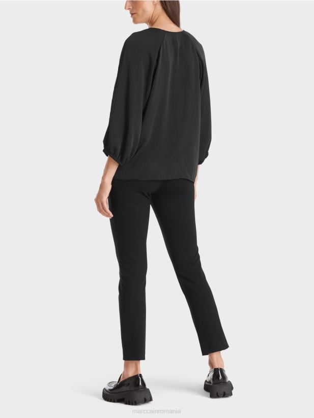 decolteu în V „regândiți împreună bluză Marc Cain negru îmbrăcăminte 4826HH892