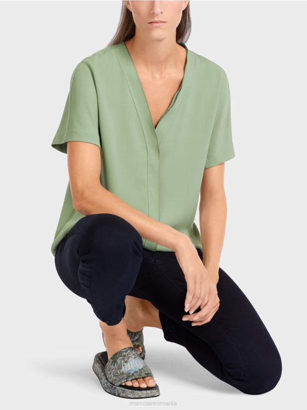 top cu kimono simplu Marc Cain menta pudra îmbrăcăminte 4826HH1011